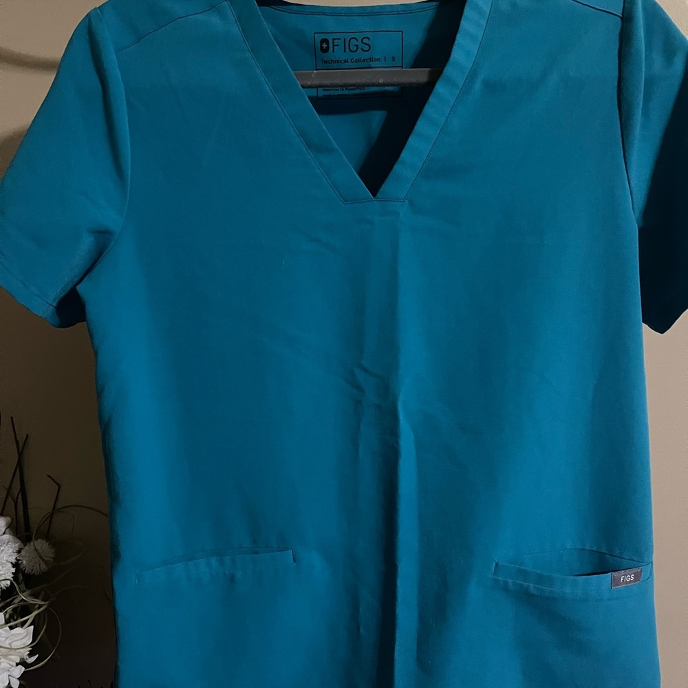 Figs Teal Scrub Top